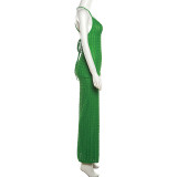 Sexy Hanging Neck Open Back Midi  Dress K23D26525
