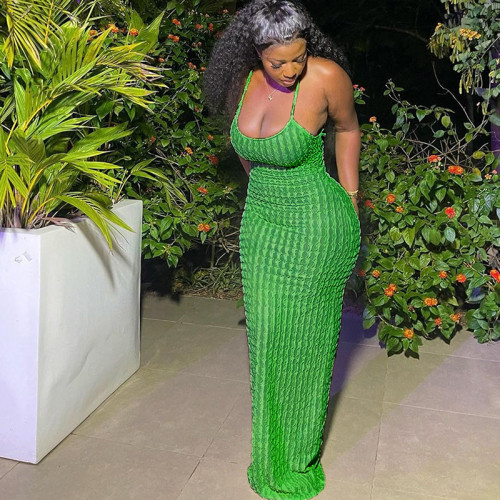 Sexy Hanging Neck Open Back Midi  Dress K23D26525
