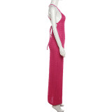 Sexy Hanging Neck Open Back Midi  Dress K23D26525