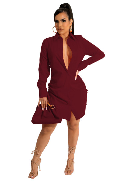 Fashion shirt solid color women's dress
