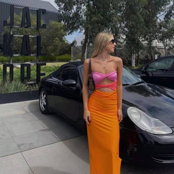 Knitted slim fit long vacation dress