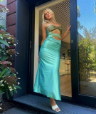 Knitted slim fit long vacation dress
