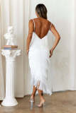 Tassel splicing sexy backless dress strap