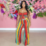Printed strapless wide leg pants set