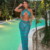 Open back bra, slim fit, and transparent half skirt set