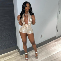 Open back sexy low cut sleeveless V-neck jumpsuit Open back sexy low cut sleeveless V-neck jumpsuit