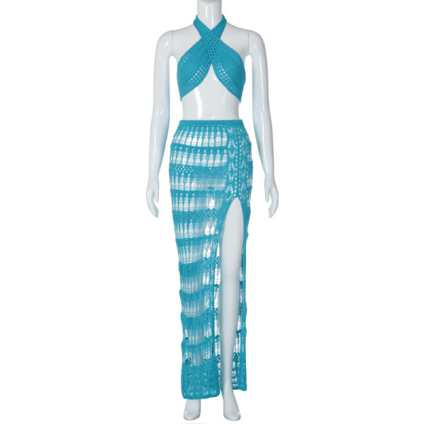 Open back bra, slim fit, and transparent half skirt set