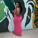 Sleeveless sexy lace up large backless slim fit women's dress