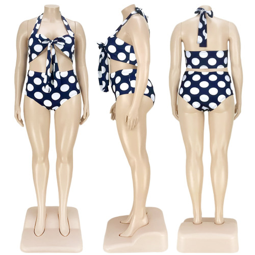 Two piece set of polka dot printed neck strap