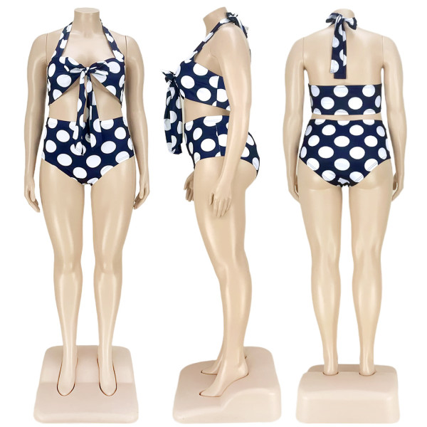 Two piece set of polka dot printed neck strap