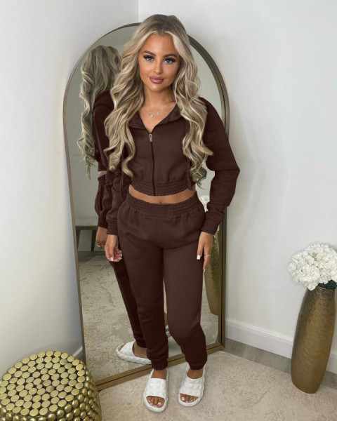 Plush hoodie hooded sports and leisure set