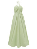 V-neck neck tie up dress