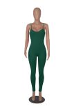 Women's suspender solid color V-neck jumpsuit pants