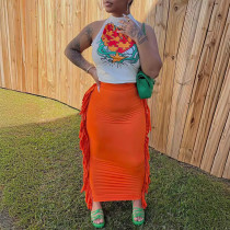 Fashion Tank Top Skirt Tassel Set