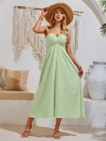 V-neck neck tie up dress