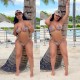 Fashion printed lace up swimsuit two-piece set