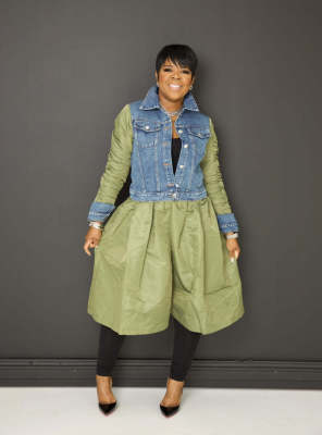 Casual denim patchwork dress