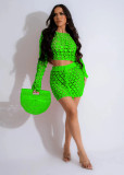 Women's casual knitted hollow sequin beach skirt two-piece set