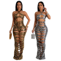 Hanging neck hollow open back sexy dress Hanging neck hollow open back sexy dress