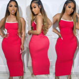 Contrast strap revealing backpack buttocks dress