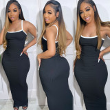 Contrast strap revealing backpack buttocks dress