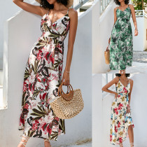 Printed waist length camisole dress
