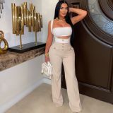 Casual suspender bra set jumpsuit