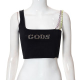 Solid color small strap top