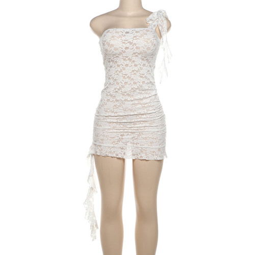 Lace up backpack with hollow buttocks and strapless dress