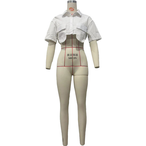 Women's short sleeved unique solid color half cut shirt