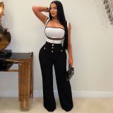 Casual suspender bra set jumpsuit
