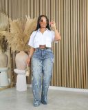 Women's short sleeved unique solid color half cut shirt