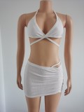 Women's sexy backless dress set