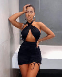 Women's sexy strappy neck hanging dress