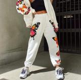 Women's printed casual pants loose sports pants