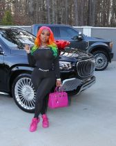 Women's printed sexy tight fitting two-piece set