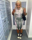 Hip wrap skirt sexy body print slimming dress