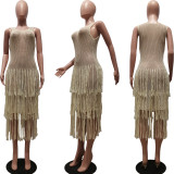 Knitted Hand Hook Beach Tassel Mesh Eye Mask Dress