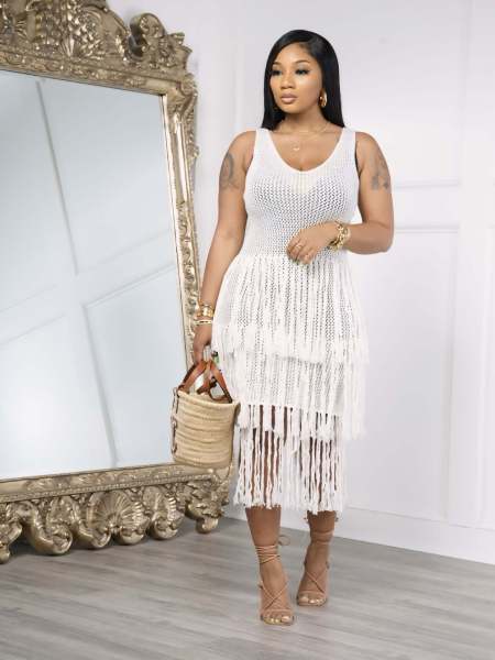 Knitted Hand Hook Beach Tassel Mesh Eye Mask Dress