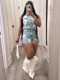 Sleeveless shorts elastic set