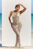 T-shaped pants hollow bare back hanging neck three piece set