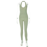 Open back vest slim yoga pants set