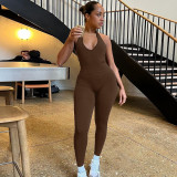 Open back vest slim yoga pants set