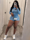 Long sleeved hooded suspender slim fit jumpsuit two-piece set