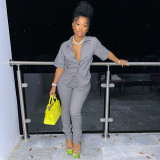 Short sleeved suit two-piece set