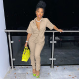 Short sleeved suit two-piece set