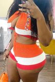 Printed hanging neck shorts set