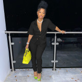 Short sleeved suit two-piece set