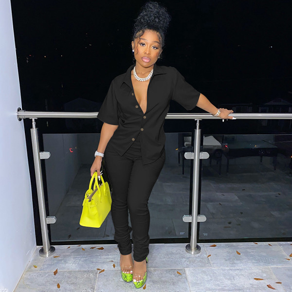 Short sleeved suit two-piece set