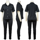 Short sleeved suit two-piece set